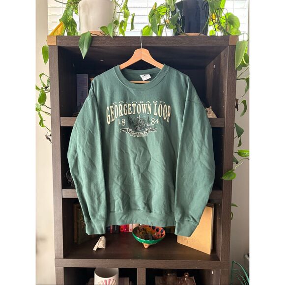 Prairie Mountain Green Colorado Graphic Sweatshirt Size Large - Picture 1 of 5